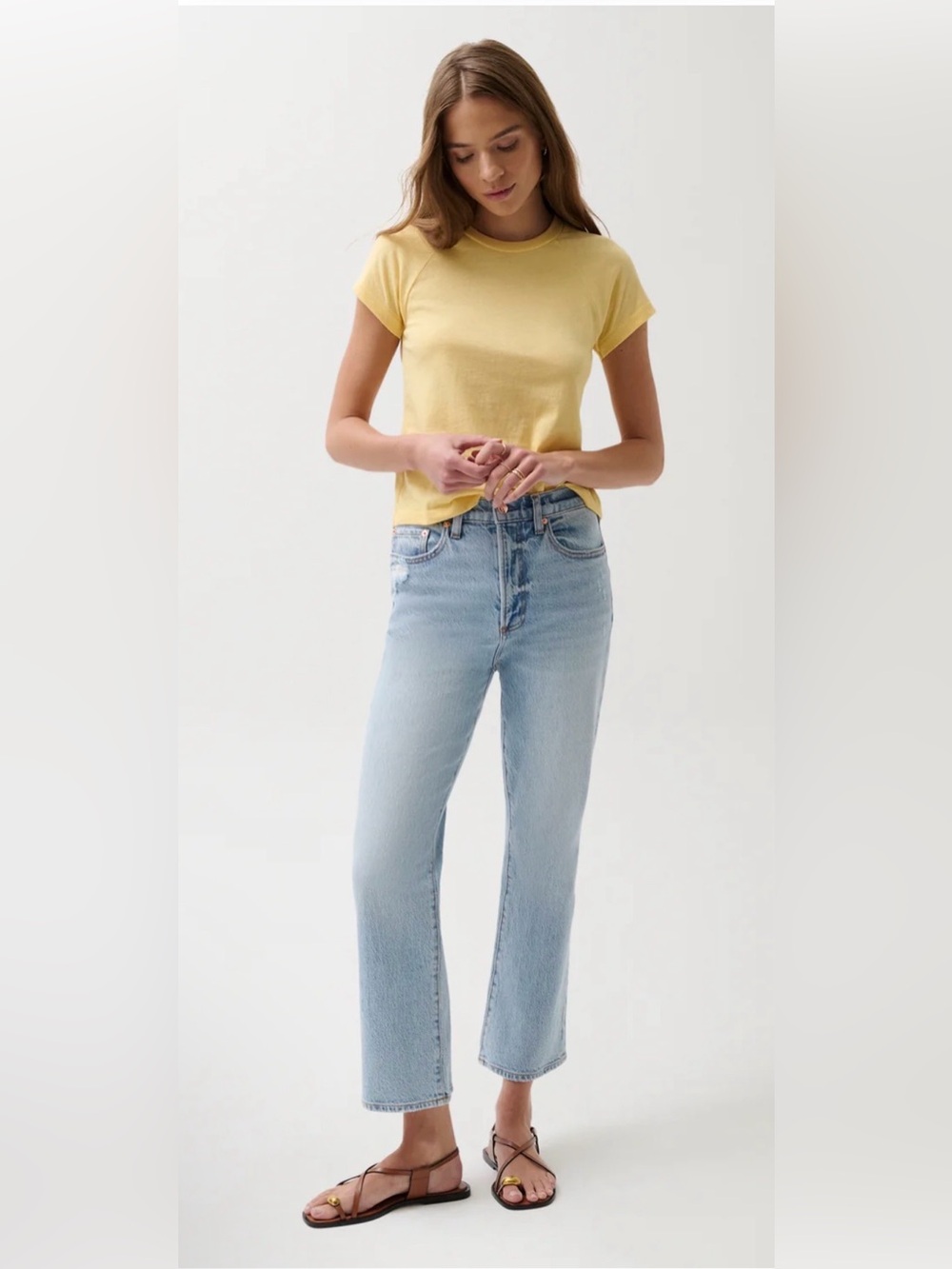 NWT Pistola Ally High Rise Cropped Bootcut Flare Jeans Light Wash 26